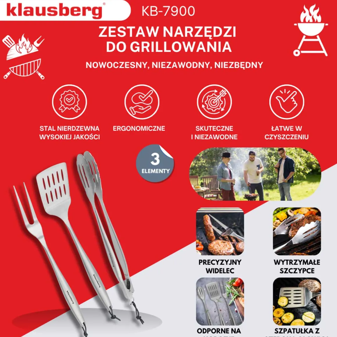 ZESTAW PRZYBORÓW DO GRILLA GRILLOWANIA KLAUSBERG KB-7900