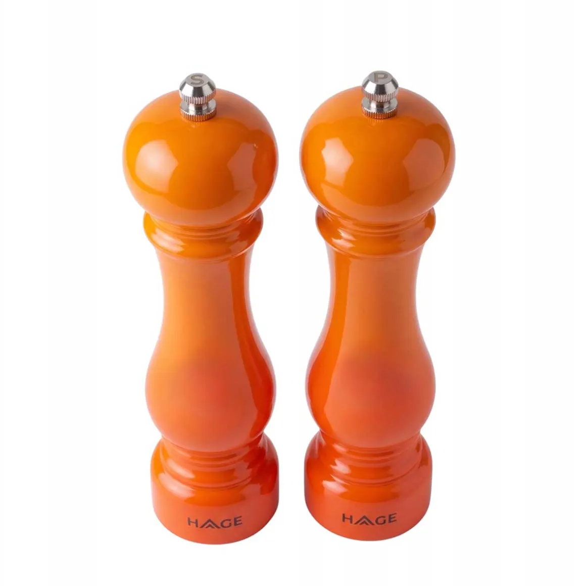 ZESTAW RĘCZNYCH MŁYNKÓW DO PIEPRZU I SOLI 22cm HAGE ORANGE