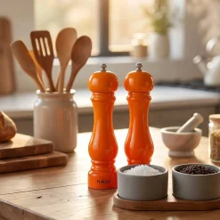 ZESTAW RĘCZNYCH MŁYNKÓW DO PIEPRZU I SOLI 22cm HAGE ORANGE