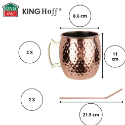 ZESTAW STALOWYCH KUBKÓW 500ml DO DRINKÓW MOSCOW MULE KINGHOFF KH-2000