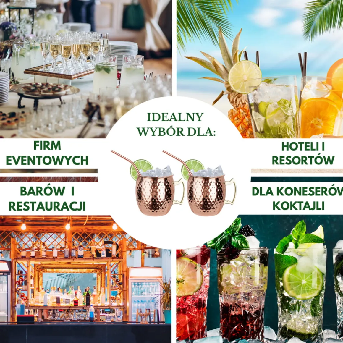 ZESTAW STALOWYCH KUBKÓW 500ml DO DRINKÓW MOSCOW MULE KINGHOFF KH-2000