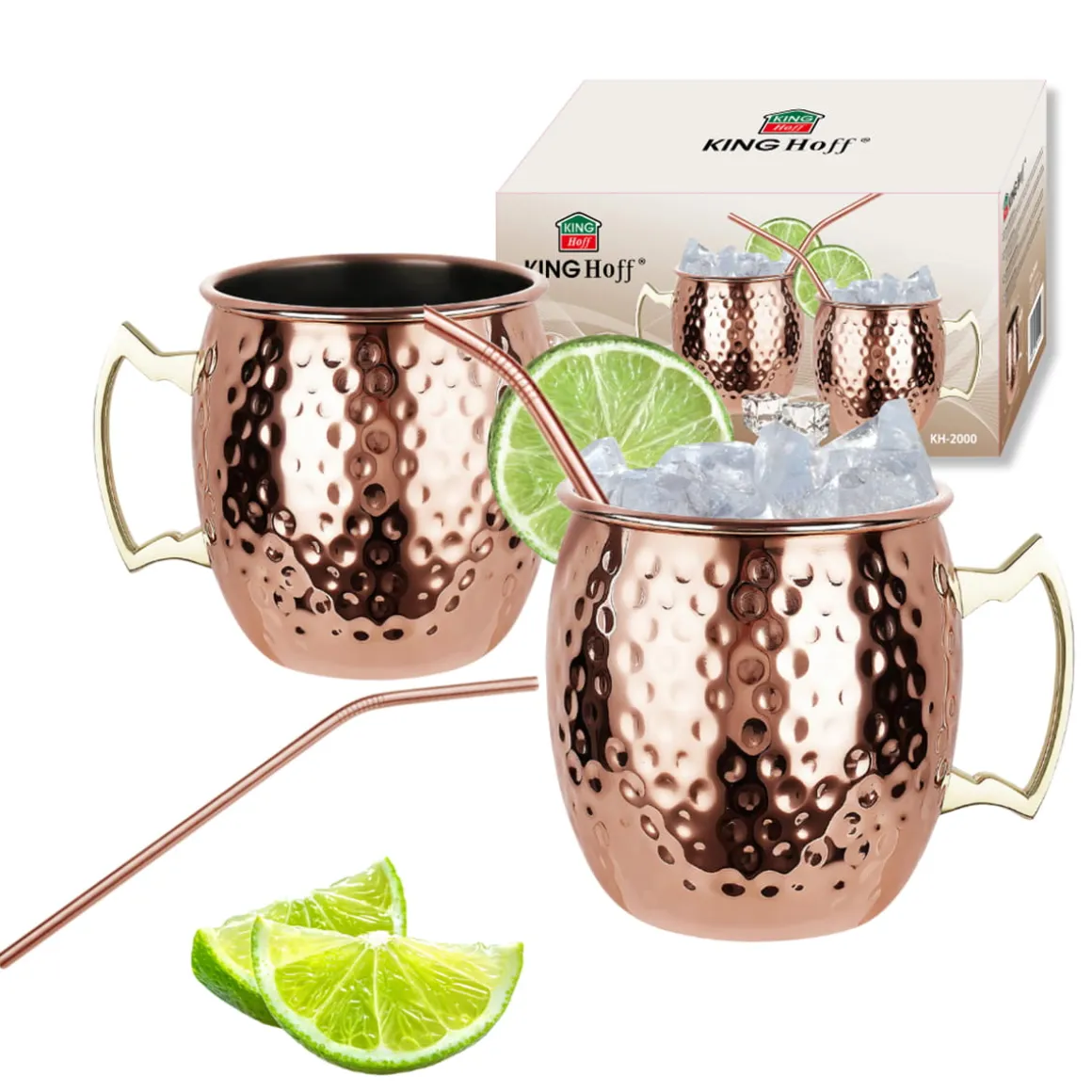 ZESTAW STALOWYCH KUBKÓW 500ml DO DRINKÓW MOSCOW MULE KINGHOFF KH-2000
