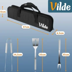 ZESTAW 3 STALOWYCH PRZYBORÓW DO GRILLA W ETUI 489424