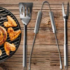 ZESTAW STALOWYCH PRZYBORÓW DO GRILLA BBQ