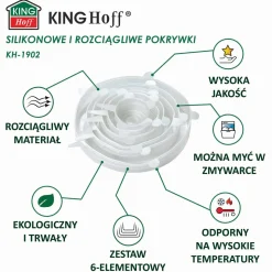ZESTAW 6 szt. UNIWERSALNYCH POKRYWEK SILIKONOWYCH KINGHOFF KH-1902